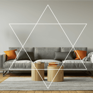 White star of david in a living room