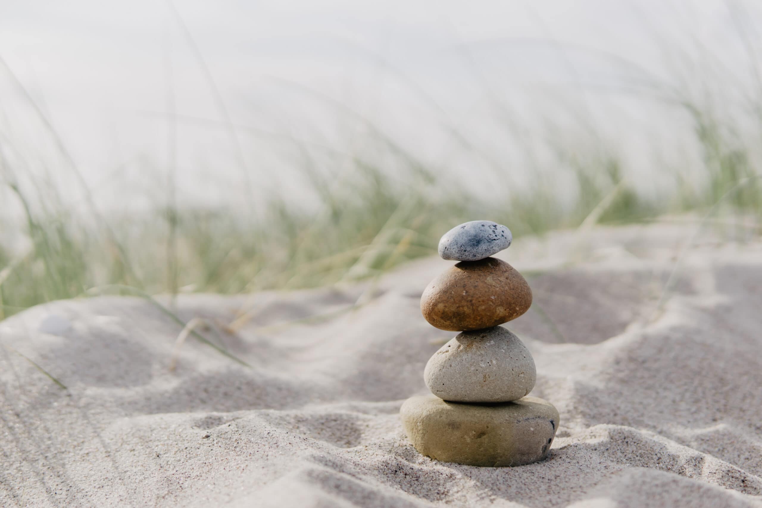 stone cairns at the beach, baltic sea